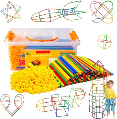 Picture of Straw Constructor STEM Building Toys 800 pcs-Colorful Interlocking Plastic Enginnering Toys- Fun- Educational- Safe for Kids- Develops Motor Skills-Construction Blocks- Best Gift for Boys and Girls