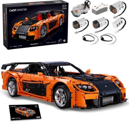 Picture of CaDA Master C61502W Mazda RX-7 Remote Control Powered Building Block Car, 1:8 Scale, 3305 Pieces, Dynamic Collectible Brick Model