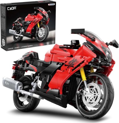 Picture of CaDA C64051W Motorcycle Building Block Set,Suzuki Hayabusa 1:6 Model，1043 PCS Licensed Superbike Replica with Functional Details & Display Stand