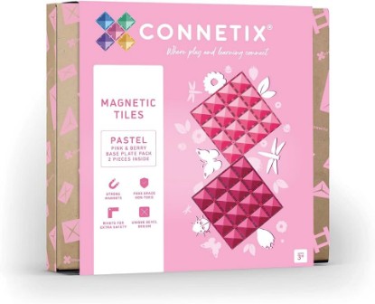 Picture of CONNETIX Magnetic Tiles Pastel Pink & Berry Base Plate Pack, 2 Pieces