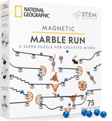 Picture of National Geographic Magnetic Marble Run STEM Building Set for Kids | Magnetic Track and Trick Pieces, Marble Maze, Engineering Toy, Creative Construction, STEM Project for Kids and Adults