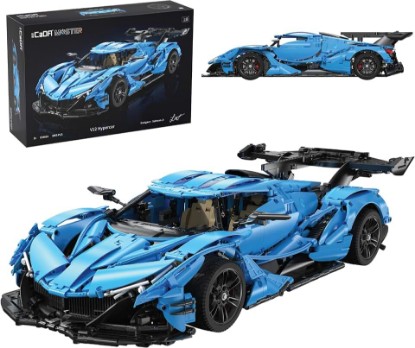 Picture of CADA Helios V12 Sports Car Building Kit, 1:8 Scale Hypercar Model, 3,865 Pieces, 23+ Inch Large Display Model, Advanced Brick Set for Teens and Adults
