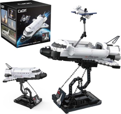 Picture of CADA Bricks - NASA Space Shuttle Discovery Building Set with Satellite & Display Stand, 475 Pieces, NASA Shuttle Model Kit, Compatible with Major Brick Brands