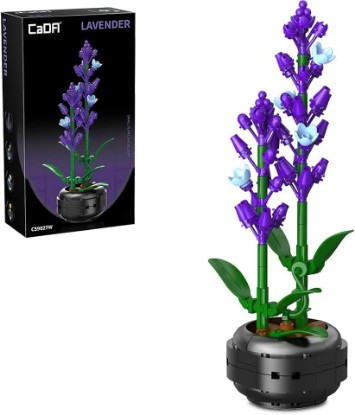 Picture of CaDA C59027W Flower Building Set for Adults,Lavender 205PCS Botanical Flower Building Kit, Decorative Floral Arrangement Model for Home Décor & Stress Relief
