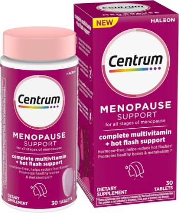 Picture of Centrum Complete Multivitamin Supplement, 30 Count | Hot Flash Support Menopause Support Tablets, with Clinically Studied geniVida, Gluten Free, Non-GMO Ingredients