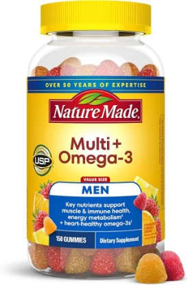 Picture of Nature Made Mens Multivitamin Gummies with Omega-3, 150 Count | Vitamins and Minerals Gummy with Omega-3, Mens Gummy Multivitamins for Daily Nutritional Support, 75 Day Supply