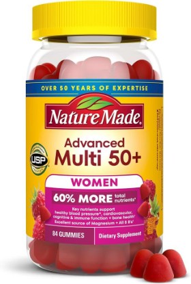 Picture of Nature Made Advanced Multivitamin Gummies 50+ for Women, 84 Multi Vitamins | Womens Multivitamins Gummies with Magnesium Citrate, Vitamin D3, Zinc, Calcium and All 8 B Vitamins, 28 Day Supply