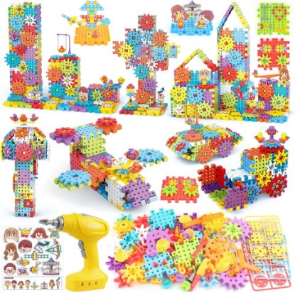 Picture of Building Toys, 234 Pieces Upgrade Gear Building Blocks Set | Kids Tool Set with Electric Drill, Kids STEM Kits Birthday Gifts for Boys Girls Age 3+