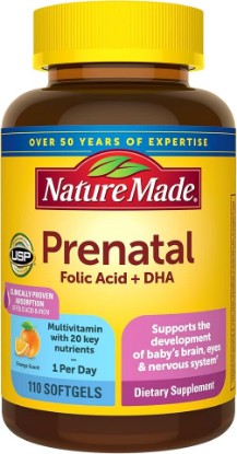 Picture of Nature Made Prenatal Vitamins for Women with Folic Acid + DHA, 110 Softgels | Prenatal Vitamin and Mineral Supplement for Daily Nutritional Support, With Folic Acid and 19 Other Nutrients, 110 Day Supply