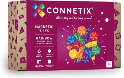 Picture of CONNETIX Magnetic Tiles Rainbow Geometry Pack, 30 Pieces
