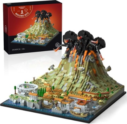 Picture of Givenni Architecture The Ancient City of Pompeii in Rome Building kit; Mount Vesuvius Collectible Display Set 2539 Pcs for Adults; Compatible with Lego, (2539 Pieces)