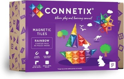 Picture of CONNETIX Magnetic Tiles Rainbow Starter Pack, 60 Pieces