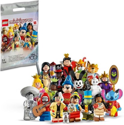 Picture of LEGO 71038 Disney Edition Minifigures 100, 1 of 18 Characters to Collect, Mickey Apprentice Sorcerer, Stitch, Mulan and More (Random Picked Unit)
