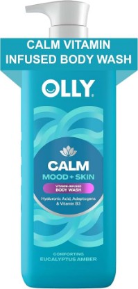 Picture of OLLY Calm Body Wash Eucalyptus Amber 17oz with Hyaluronic Acid | Nourishing Cleanser for Skin Barrier Repair, Deep Hydration, Eucalyptus Amber Scent,