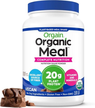 Picture of Orgain Organic 20g Meal Protein Powder, Vegan, Chocolate Fudge, 2.01 lb | Meal replacement, plant based protein, 7g prebiotic fiber, fruits, vegetables, & greens, gluten free, for shakes & smoothies USDA Organic