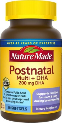 Picture of Nature Made Postnatal Multivitamin + DHA 200 mg, 60 Softgels | Postnatal Vitamins for Women, Includes Iron, Vitamin D3, Calcium, Iodine and More for Breastfeeding Moms, 60 Day Supply