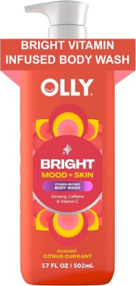 Picture of OLLY Bright Body Wash with Ginseng, Caffeine & Vitamin C- Nourishing 17 oz | For dry skin, Helps repair the skin barrier, With vitamin C, Daily routine ready