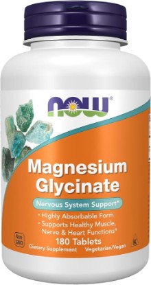 Picture of NOW Foods Supplements, Magnesium Glycinate 100 mg, Highly Absorbable Form, 180 Tablets