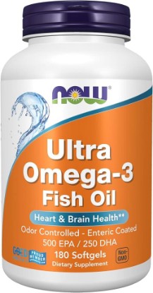 Picture of NOW Foods Supplements, Ultra Omega-3 Molecularly Distilled and Enteric Coated, 180 Softgels