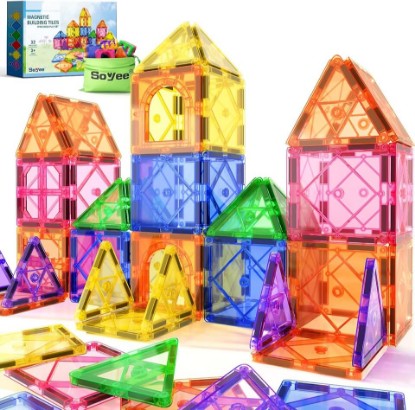 Picture of Magnetic Tiles Toddler Toys Magnetic Building Blocks for Kids Ages 3-12 STEM Educational Toys for Girls & Boys Sensory Toys for Kids with Autism Classroom Must Haves Outdoor Toys
