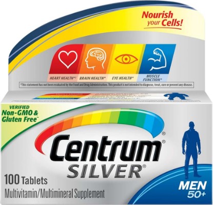 Picture of Centrum Silver Multivitamin for Men 50 Plus, Multivitamin/Multimineral Supplement with Vitamin D3, B Vitamins and Zinc, Gluten Free, Non-GMO Ingredients - 100 Count