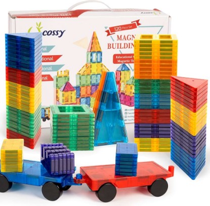 Picture of cossy 120Pcs Magnetic Tiles Magnetic 3D Building Blocks Set, Construction Toys for 3 4 5 6 7 8 Year Old Boy and Girl with Stronger Magnets, Educational Toys, Recreational, Conventional
