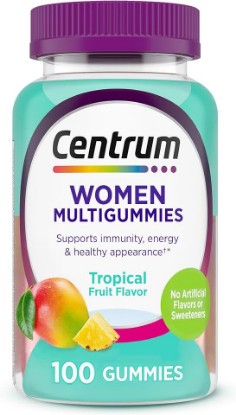 Picture of Centrum MultiGummies for Women 18 and Over, 100 Count | Contains Vitamin D3, B Vitamins and Antioxidant Vitamins C and E, Gluten Free, Non-GMO Ingredients, GLP-1 Support GreenCircle Certified: Certified Environmental Facts Label
