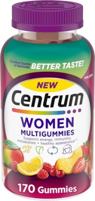 Picture of Centrum MultiGummies for Women 18 and Over, 170 Count | Contains Vitamin D3, B Vitamins and Antioxidant Vitamins C and E, Gluten Free, Non-GMO Ingredients, GLP-1 Support GreenCircle Certified: Certified Environmental Facts Label