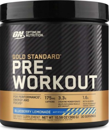 Picture of Optimum Nutrition Gold Standard PreWorkout Powder Blueberry Lemonade 10.6Oz | Pre-Workout Powder with Caffeine, Creatine Monohydrate & Beta-Alanine for Energy, Focus, Recovery & Performance, Easy Mixing
