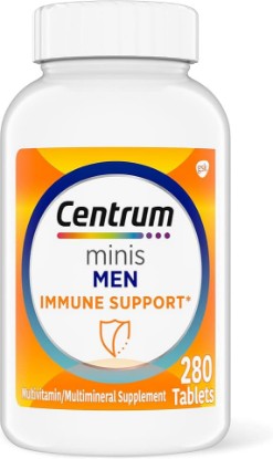Picture of Centrum Minis Men's Daily Multivitamin for Men for Immune Support with Zinc and Vitamin C, 280 Mini Tablets, 140 Day Supply GreenCircle Certified: Certified Environmental Facts Label