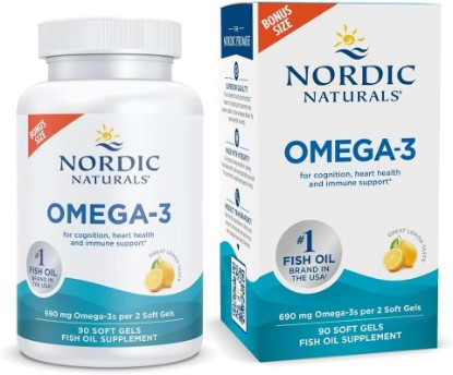 Picture of Nordic Naturals Omega-3, 690mg Fish Oil, EPA & DHA, Lemon - 90 Count | Omega-3 fish oil supports immune, brain & heart health. Optimal Wellness. Non-GMO, burpless. 45 servings.