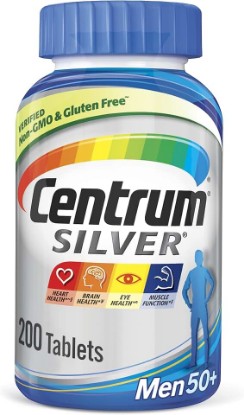 Picture of Centrum Silver Multivitamin for Men 50 Plus, Multivitamin/Multimineral Supplement with Vitamin D3, B Vitamins and Zinc, Gluten Free, Non-GMO Ingredients - 200 Count