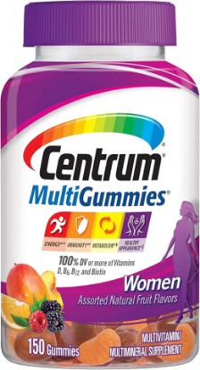Picture of Centrum MultiGummies Gummy Multivitamin for Women, Multivitamin/Multimineral Supplement with Vitamin D3, B Vitamins and Antioxidants, Assorted Fruit Flavor - 150 Count