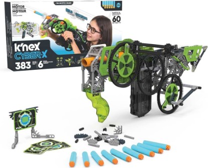 Picture of K'NEX Cyber-X C10 Crypto Crank with Motor - Blasts up to 60 ft - 383 Pieces, 6 Builds, Targets, 10 Darts - Great Gift Kids 8+