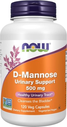 Picture of NOW Foods Supplements, D-Mannose 500 mg, Non-GMO Project Verified, Healthy Urinary Tract*, 120 Veg Capsules