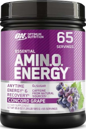 Picture of Optimum Nutrition Amino Energy Powder, Concord Grape, 1 LB | Anytime Energy Powder with BCAAs, Amino Acids, Caffeine from Green Tea & Coffee Beans, Keto Friendly, Muscle Recovery Support