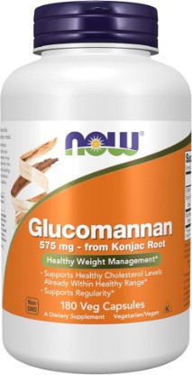 Picture of NOW Foods Supplements, Glucomannan (Amorphophallus konjac) 575 mg, Supports Regularity*, Healthy Weight Management*, 180 Veg Capsules