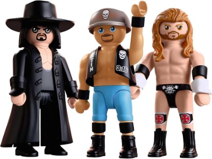 Picture of Playmobil WWE | Attitude Era Multipack | Figure Set with Undertaker, “Stone Cold” Steve Austin & Triple H | for Fans Aged 5+ | 71957