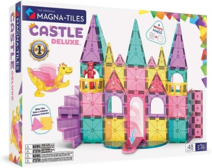 Picture of MAGNA-TILES Castle DLX 48-Piece Magnetic Construction Set, The Original Magnetic Building Brand