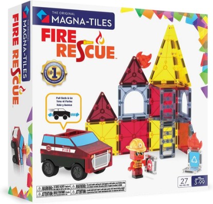 Picture of MAGNA-TILES Fire Rescue 27-Piece Magnetic Construction Set, The Original Magnetic Building Brand
