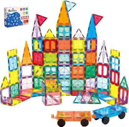 Picture of Anbalulu 134PCS Magnetic Building Tiles, Gift for Boys and Girls Ages 3+ | Durable STEM Toys with Strong Magnets for Kids, Educational Building Blocks for Group Play Activities Global Recycled Standard