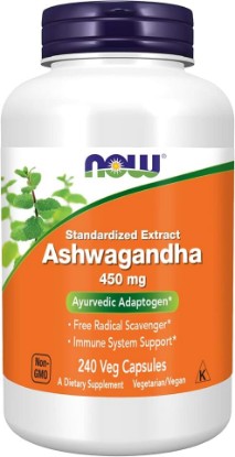 Picture of NOW Foods Ashwagandha Extract 450 mg Vegan, Kosher, Non-GMO - 240 Veg Capsules,