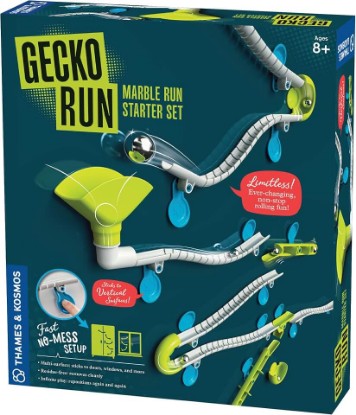 Picture of Gecko Run Marble Run Starter Set by Thames & Kosmos, Toy of the Year Winner - 63 Piece Vertical Marble Run, Flexible Tracks | Fast, No-Mess Setup, Residue-Free Nano-Adhesive Pads, Creative Play