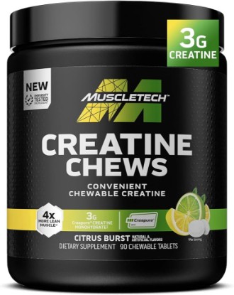 Picture of MuscleTech Creatine Chews, Citrus Burst, 90 Chewable Tablets | Creapure Monohydrate Supplement for Muscle Recovery, Muscle Builder, & Energy Boost - Pre Workout Supplement for Men & Women