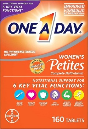 Picture of ONE A DAY Women’s Petites Multivitamin, Vitamins A, C, D, E, B Vitamins, Biotin, Folate, Zinc and More, Small Easy-to-Swallow Tablets, 160 Count