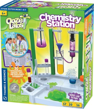 Picture of Thames & Kosmos Ooze Labs Chemistry Station Science Experiment Kit, 20 Non-Hazardous Experiments Including Safe Slime, Chromatography, Acids, Bases & More, Multi-Color