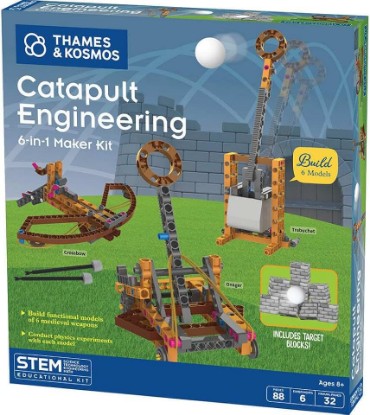 Picture of Thames & Kosmos Catapult Engineering STEM Maker Kit, Build 6 Models of Unique Medieval Machines, Explore Mechanical Physics, Includes Safe Foam Balls & Soft-Tipped Projectiles, Suitable for Ages 8+
