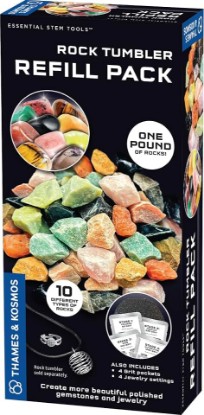Picture of The Thames & Kosmos Rock Tumbler Refill Pack for use with The Thames & Kosmos Rock Tumbler, Essential STEM Tool for Kids | Includes Rough Rocks, Polishing Grit, Jewelry Settings