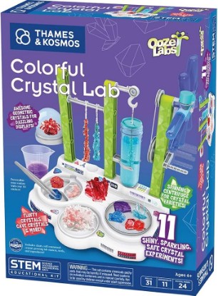 Picture of Thames & Kosmos Ooze Labs Colorful Crystal Lab STEM Experiment Kit & Lab Setup | Awesome Geometric Crystals, Dazzling Displays, with 11 Shiny, Sparkly, Safe Experiments | Stickers to Decorate Your Lab