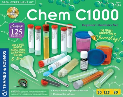 Picture of Thames & Kosmos Chem C1000 (V 2.0) Beginner Chemistry Set | 125 Experiments, 80-Page Full-Color Lab Manual, Real Lab Equipment & 7 Chemicals | Parents' Choice Gold Award | STEM Science Kit Ages 10+